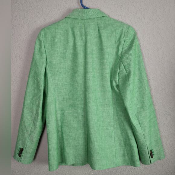 J. Crew Parke Blazer Stretch Linen Green Size 4 H9710 - Picture 3 of 13
